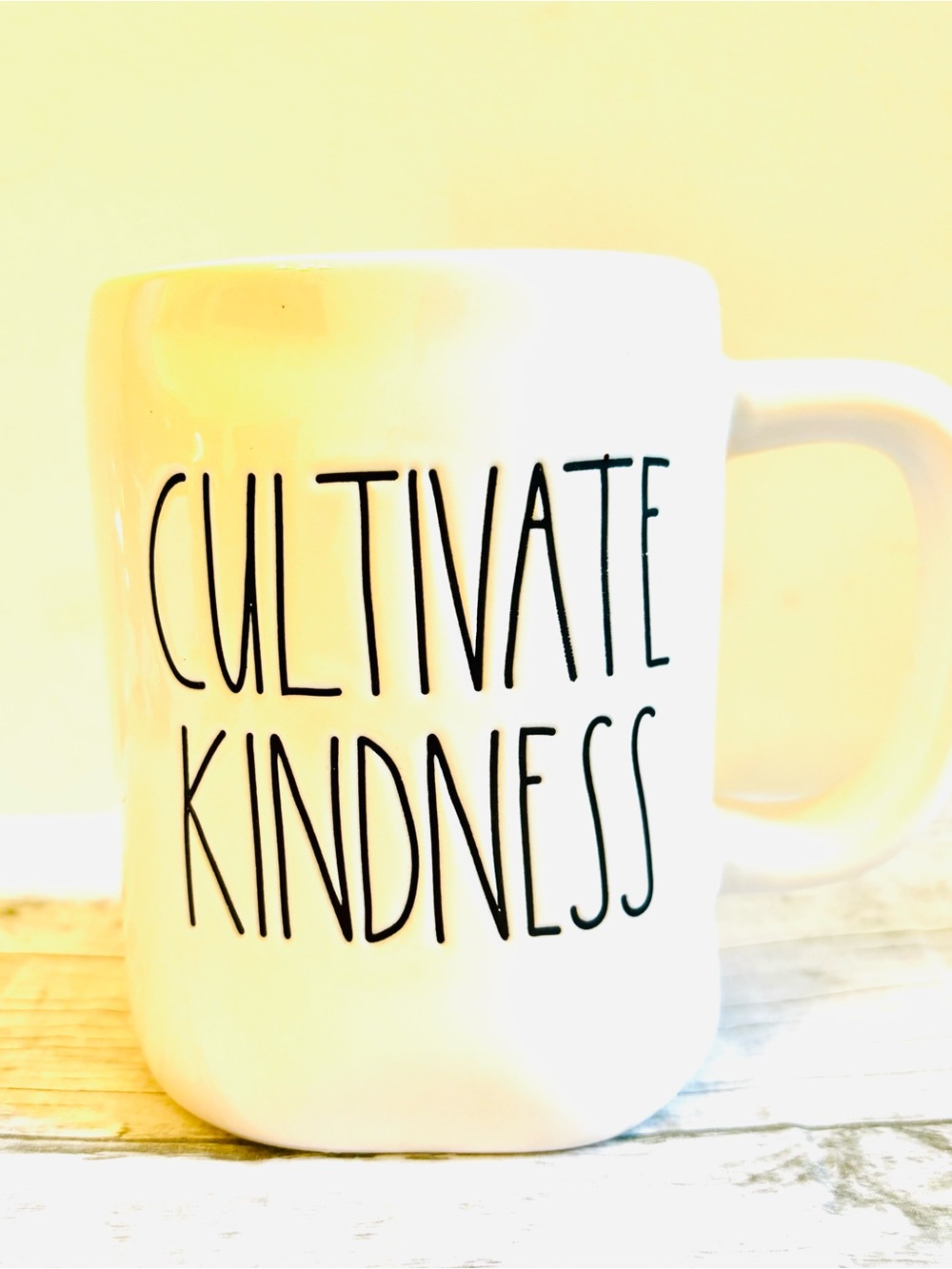 Rae Dunn White Ceramic Mug with Black "Cultivate Kindness" Lettering